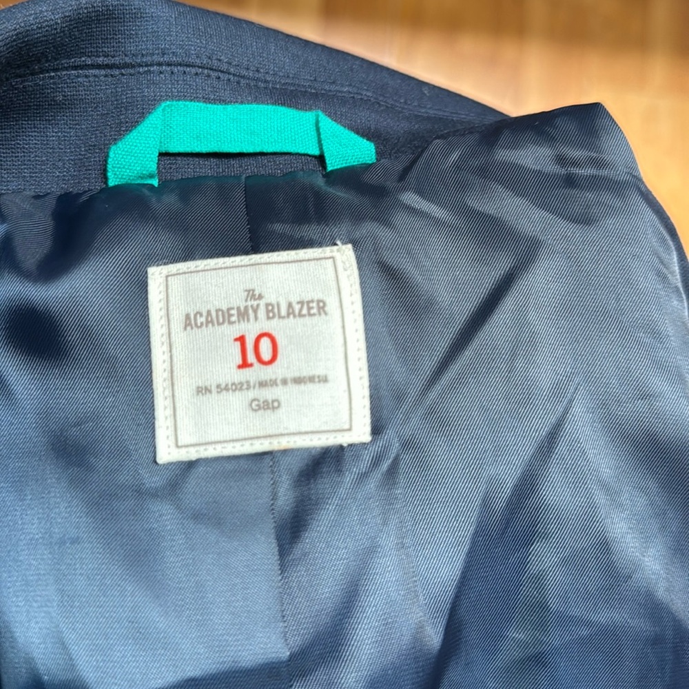 GAP Academy Navy And Green Lined Blazer,‎ Size 10